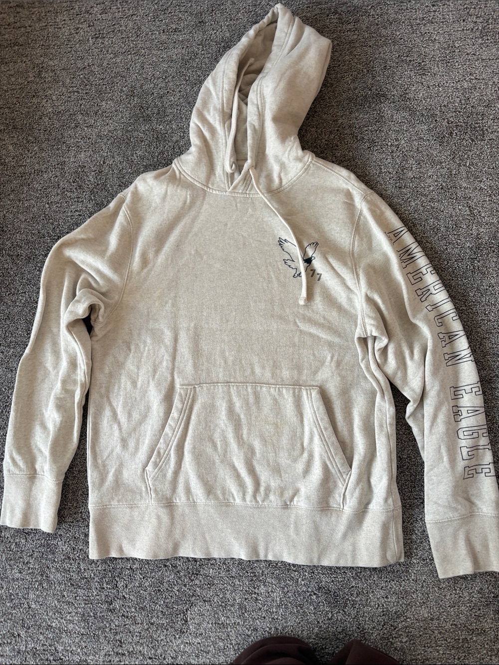 American Eagle Light Beige Hoodie with Eagle Logo